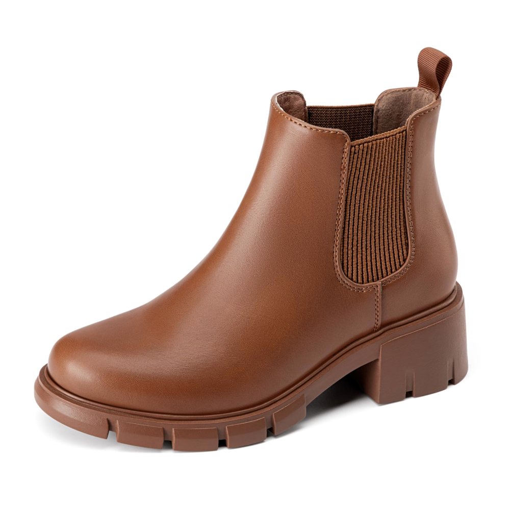 Athlefit Girls' Chunky Chelsea Boot in Brown