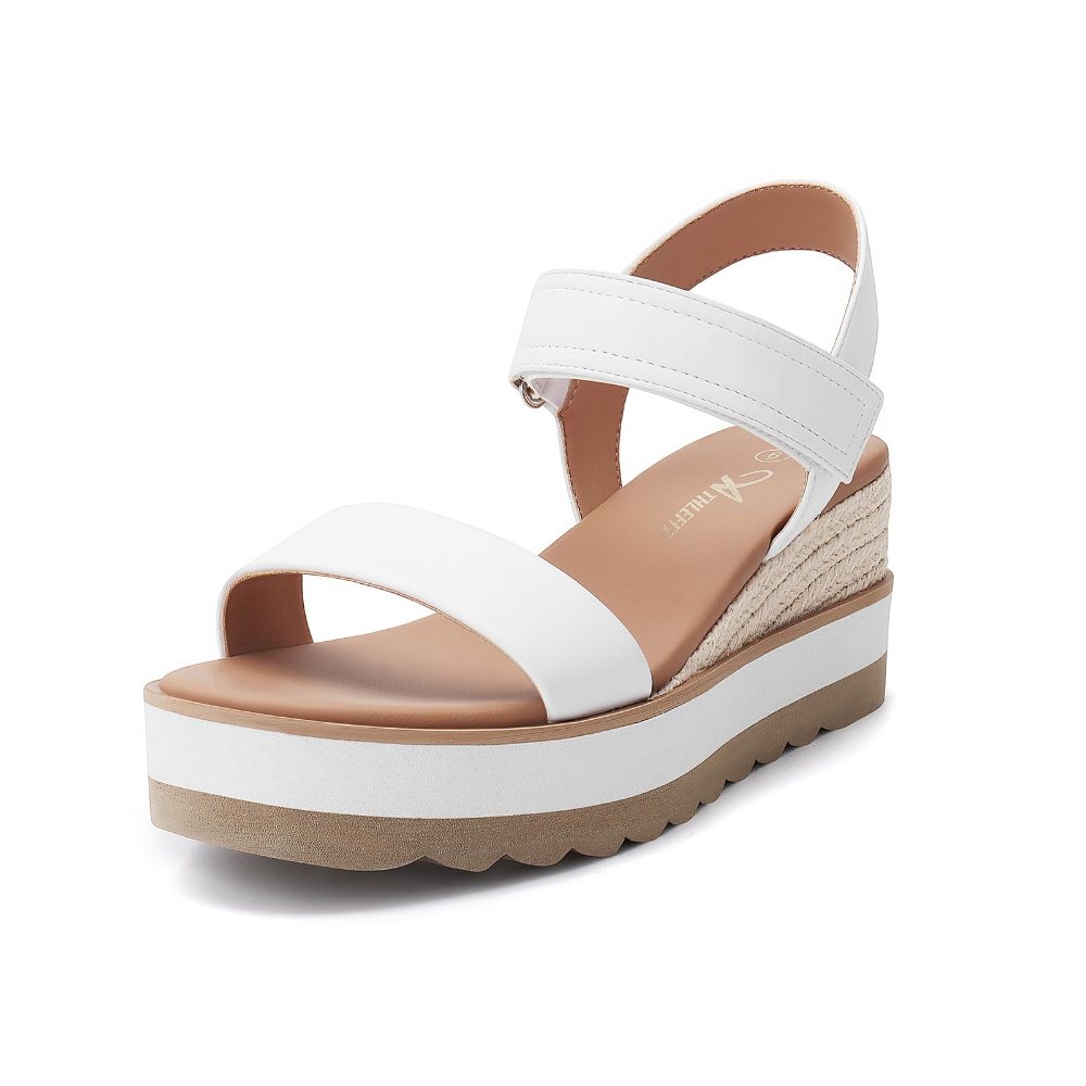 Athlefit Ankle Strap Espadrille Platform in White