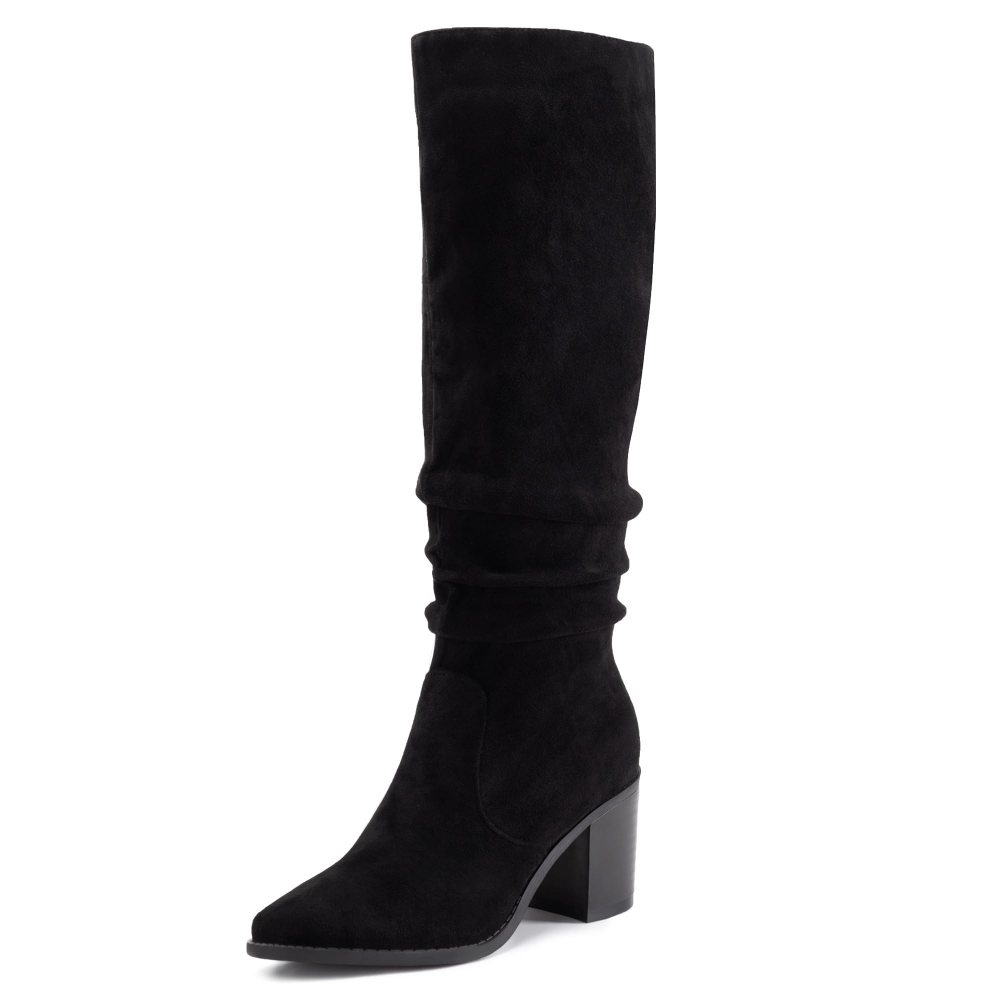 Athlefit Slouchy Suede Knee-High Boot in Black