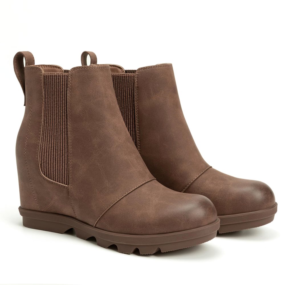 Athlefit Hidden Wedge Chelsea Boot in Dark Brown