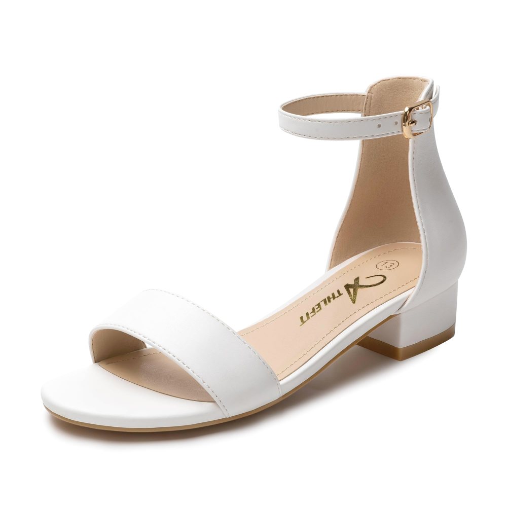 Athlefit Girls' Block Heel Dress Sandal in White