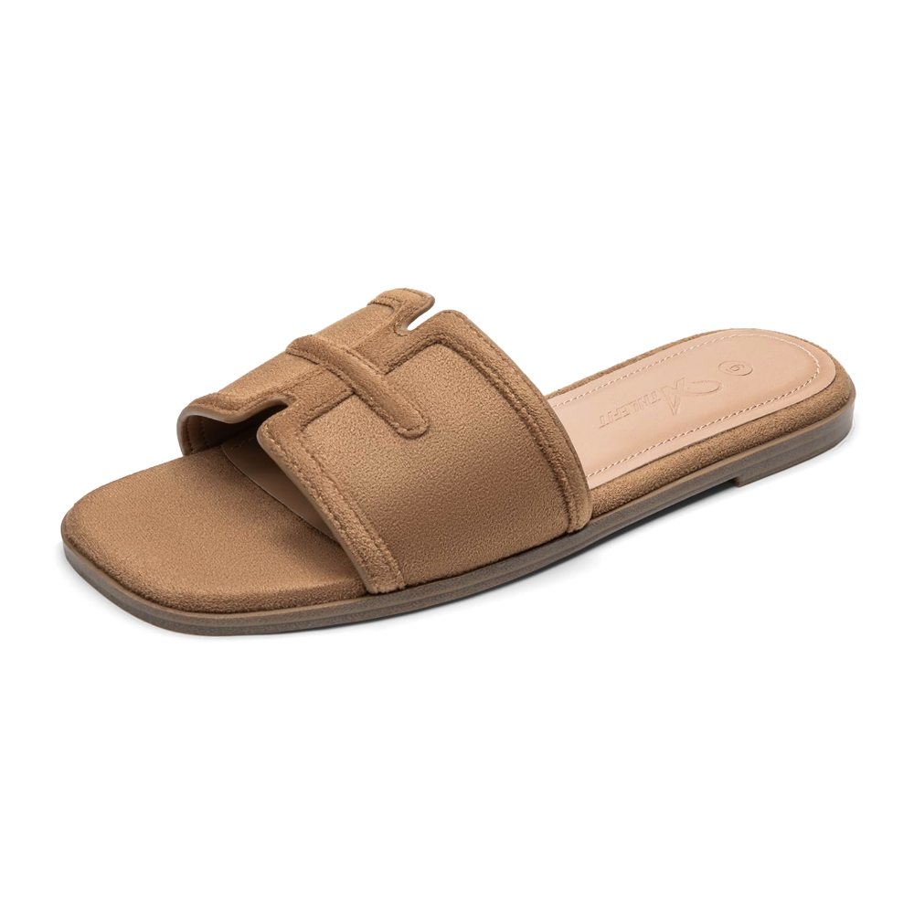 Athlefit Woven H-Band Slide in Tan Suede