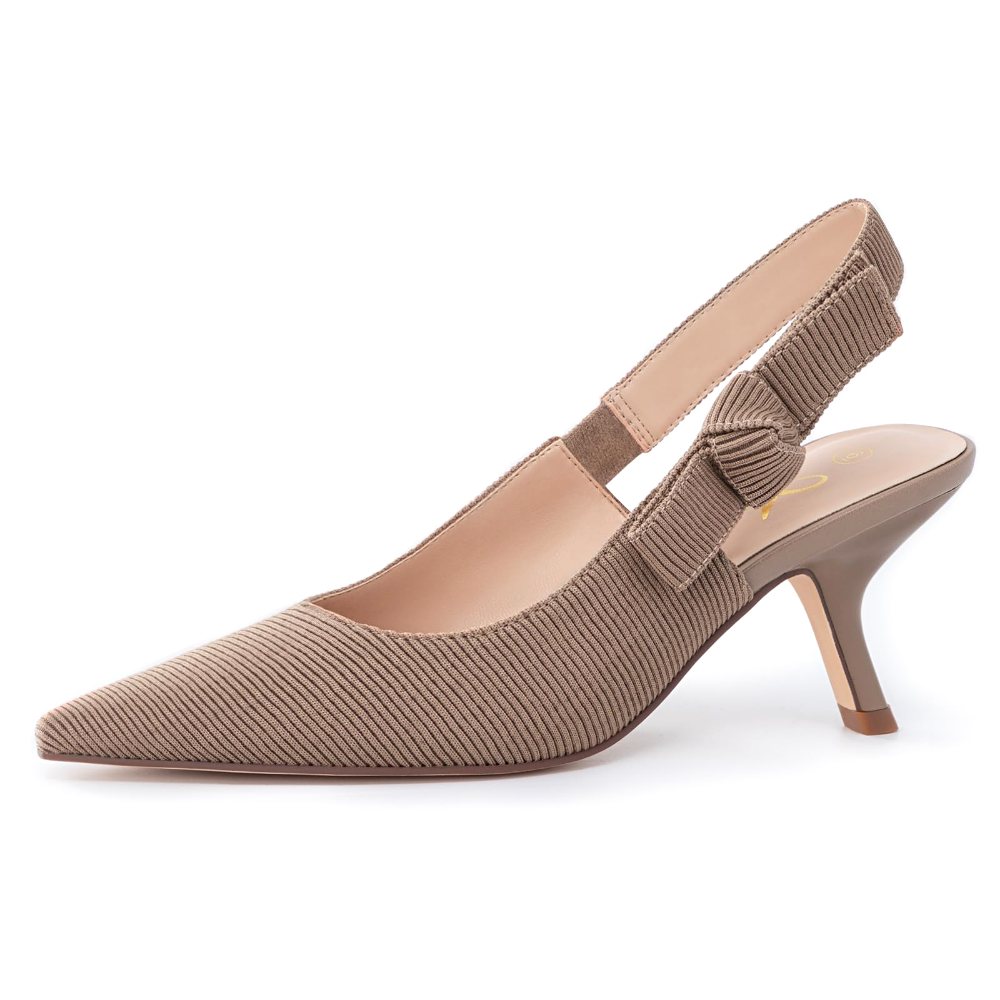 Athlefit Kitten Heel Slingback Pump in Light Coffee