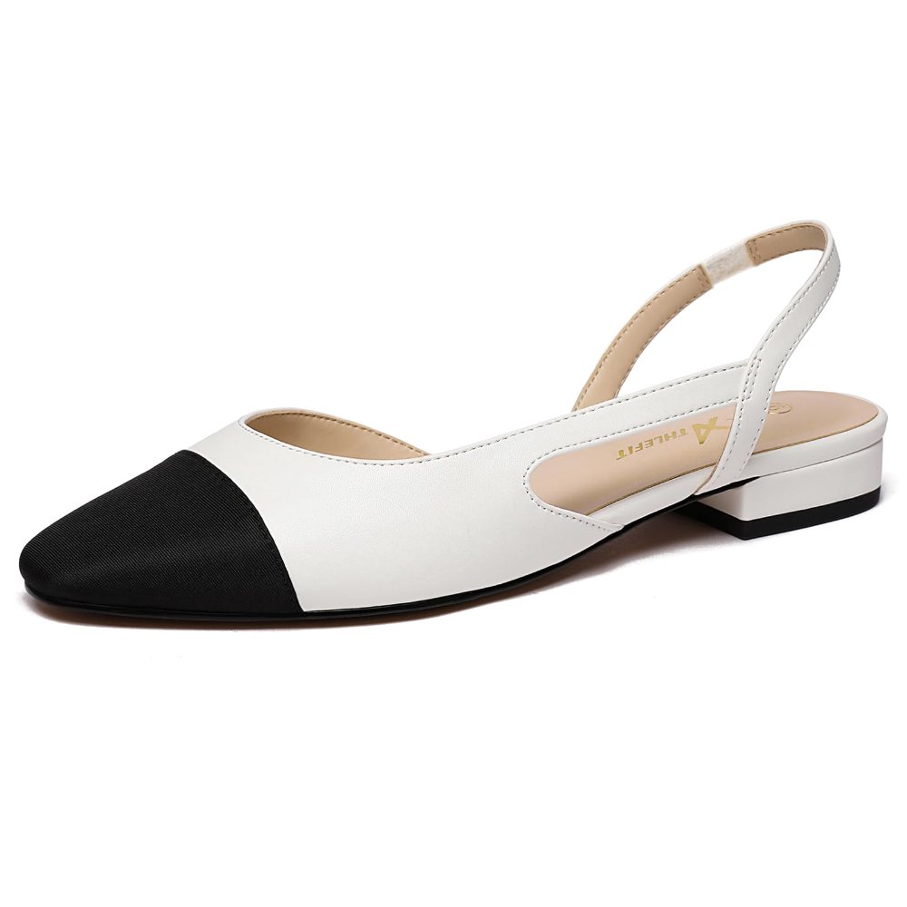 Athlefit Cap Toe Slingback Flat in White
