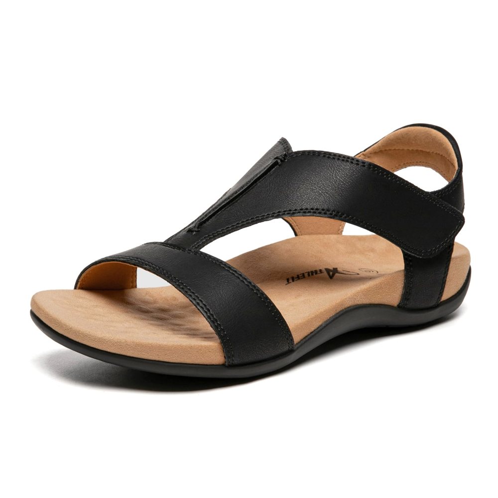 Athlefit Arch Support Back Strap Sandal in Black