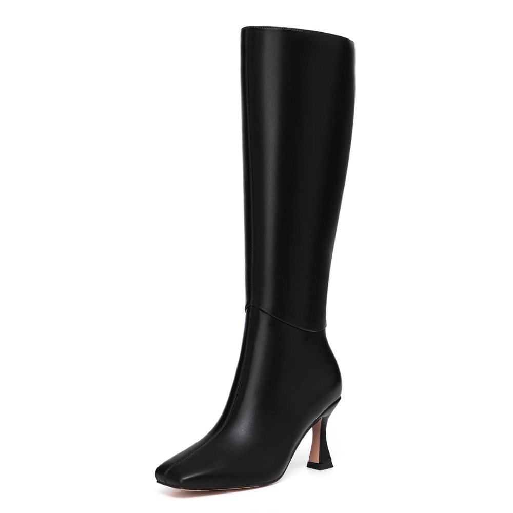 Athlefit Kitten Heel Knee-High Boot in Black