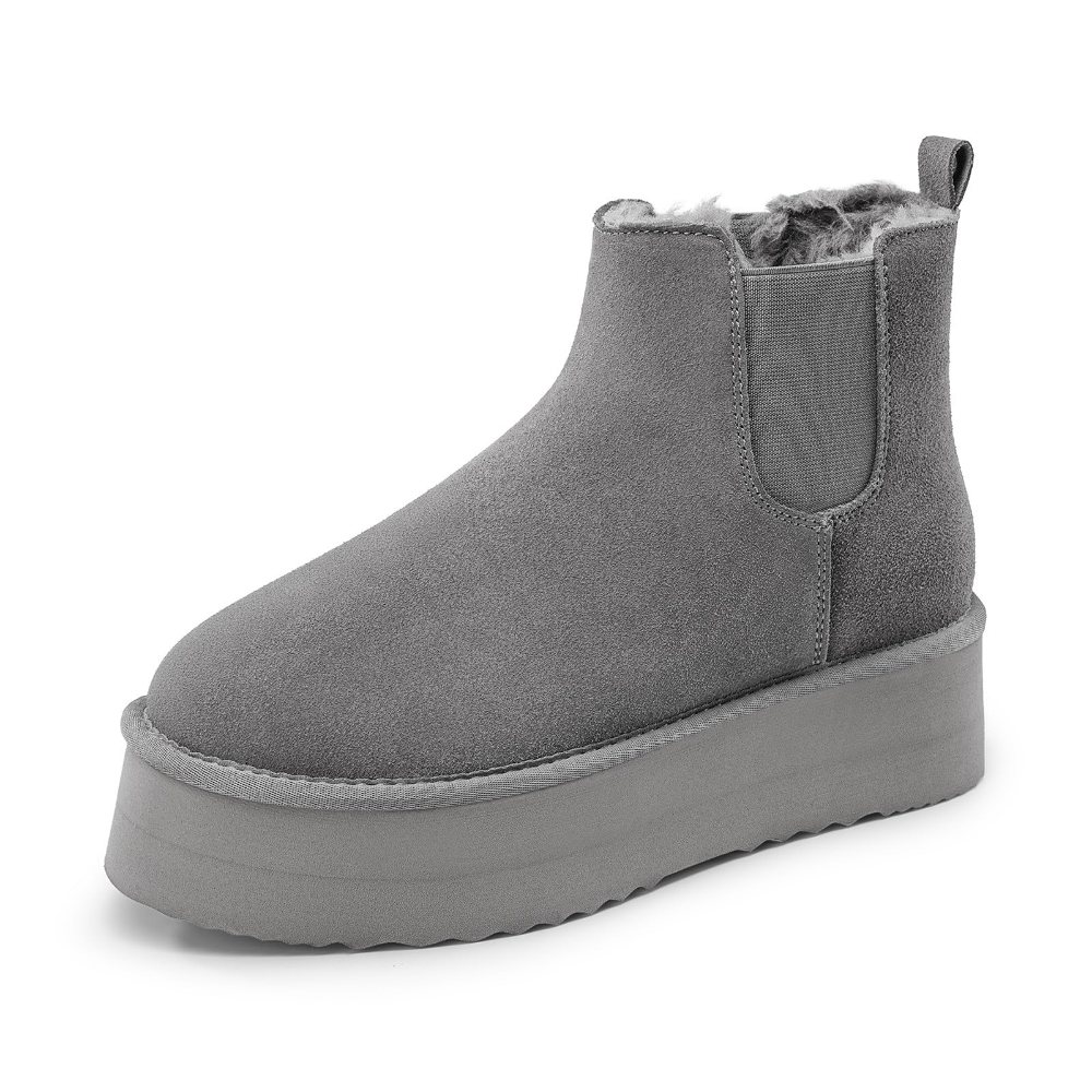 Athlefit Faux Fur Lined Platform Snow Boot in Grey