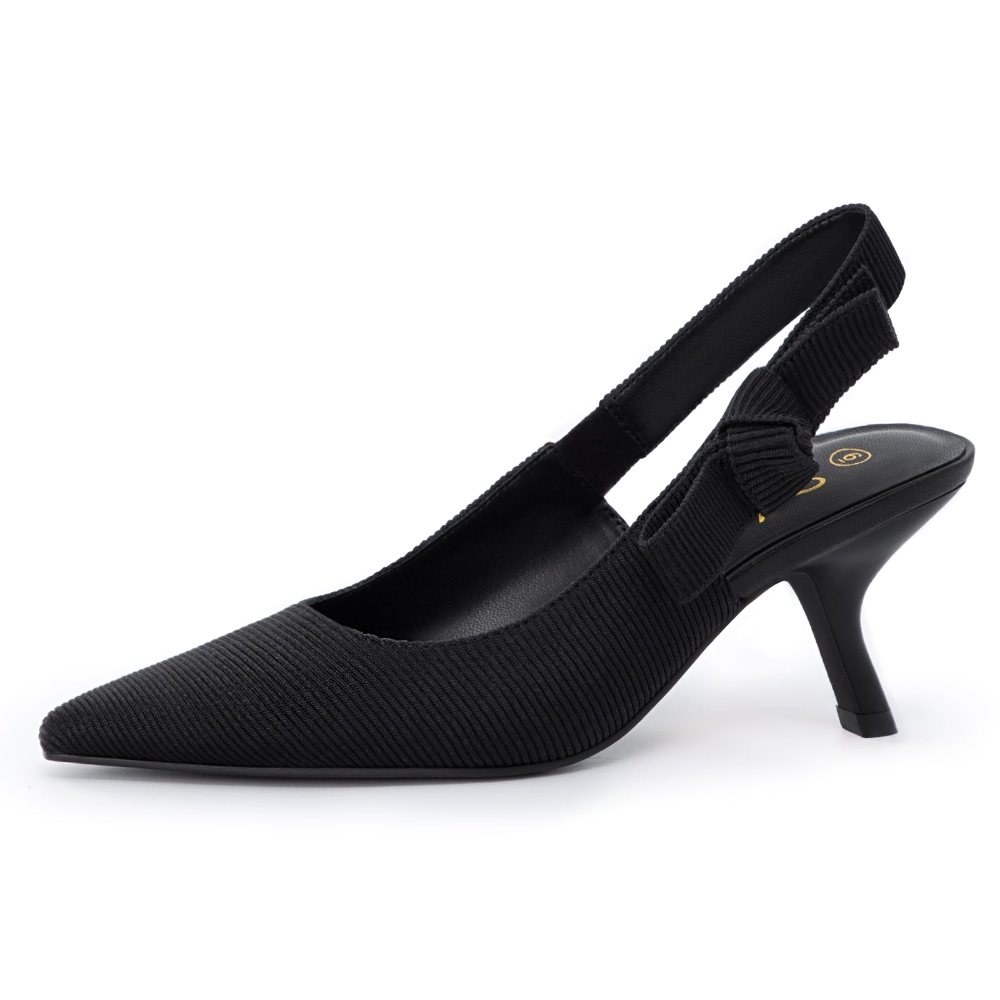 Athlefit Kitten Heel Slingback Pump in Black