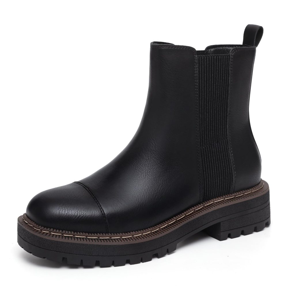 Athlefit Two-Tone Lug Sole Chelsea Boot in Black