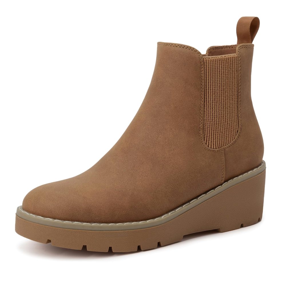 Athlefit Girls' Wedge Chelsea Boot in Brown