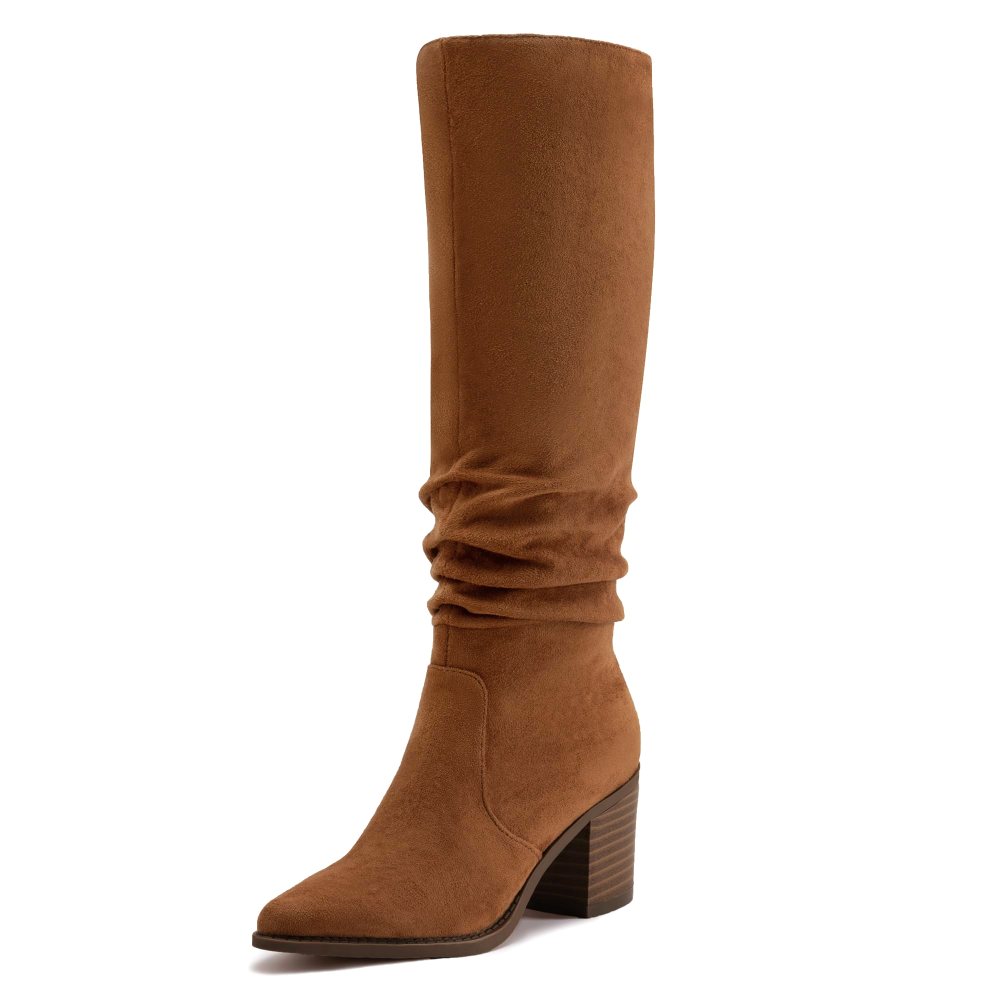 Athlefit Slouchy Suede Knee-High Boot in Brown