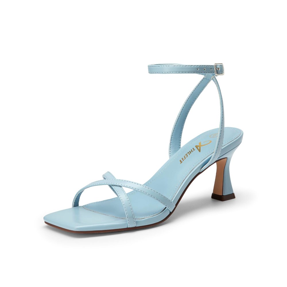 Athlefit Strappy Open Toe Kitten Heel in Blue
