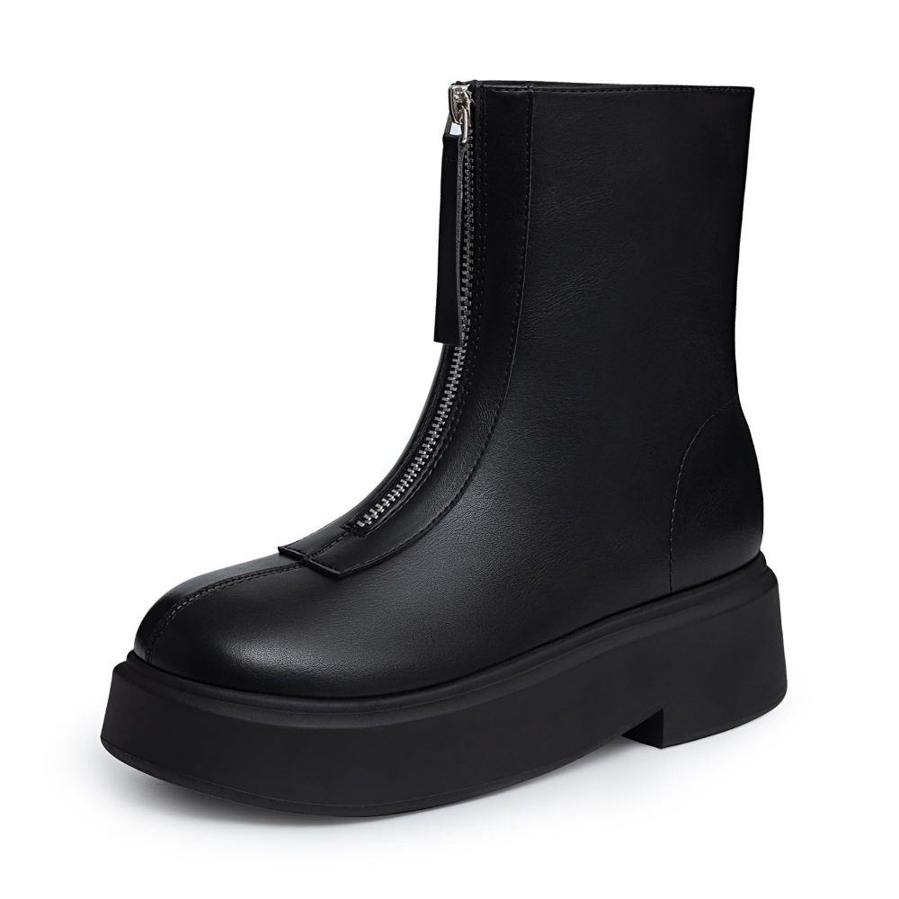 Athlefit Front Zip Platform Bootie in Black