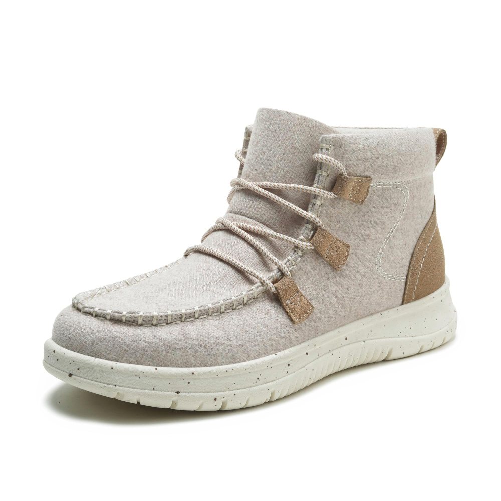 Athlefit Casual Lace-Up Knit Bootie in Light Grey
