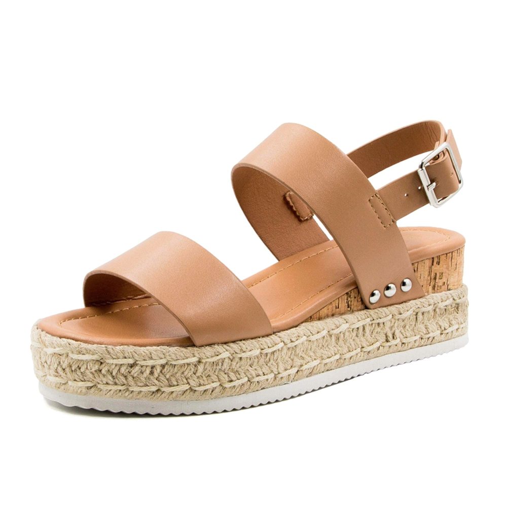 Athlefit Buckle Espadrille Wedge Sandal in Khaki