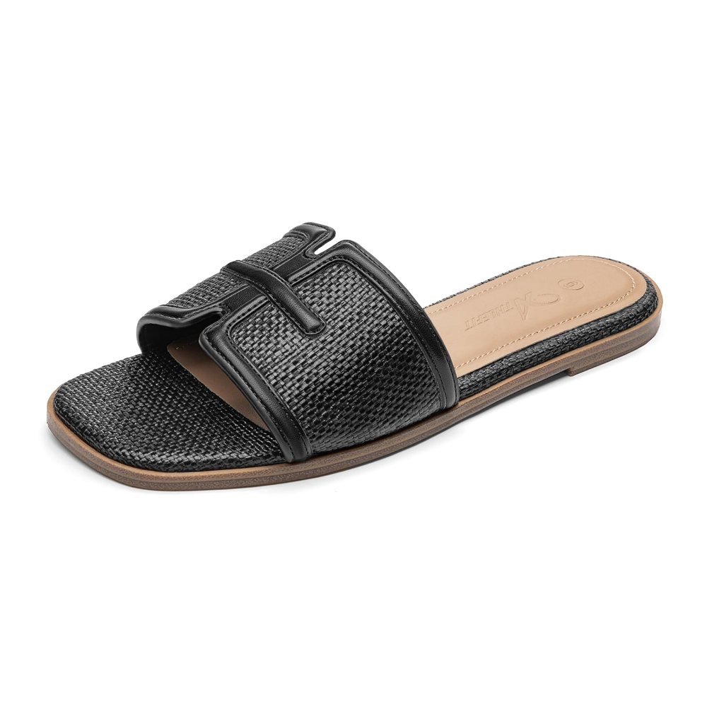 Athlefit Woven H-Band Slide in Black Raffia