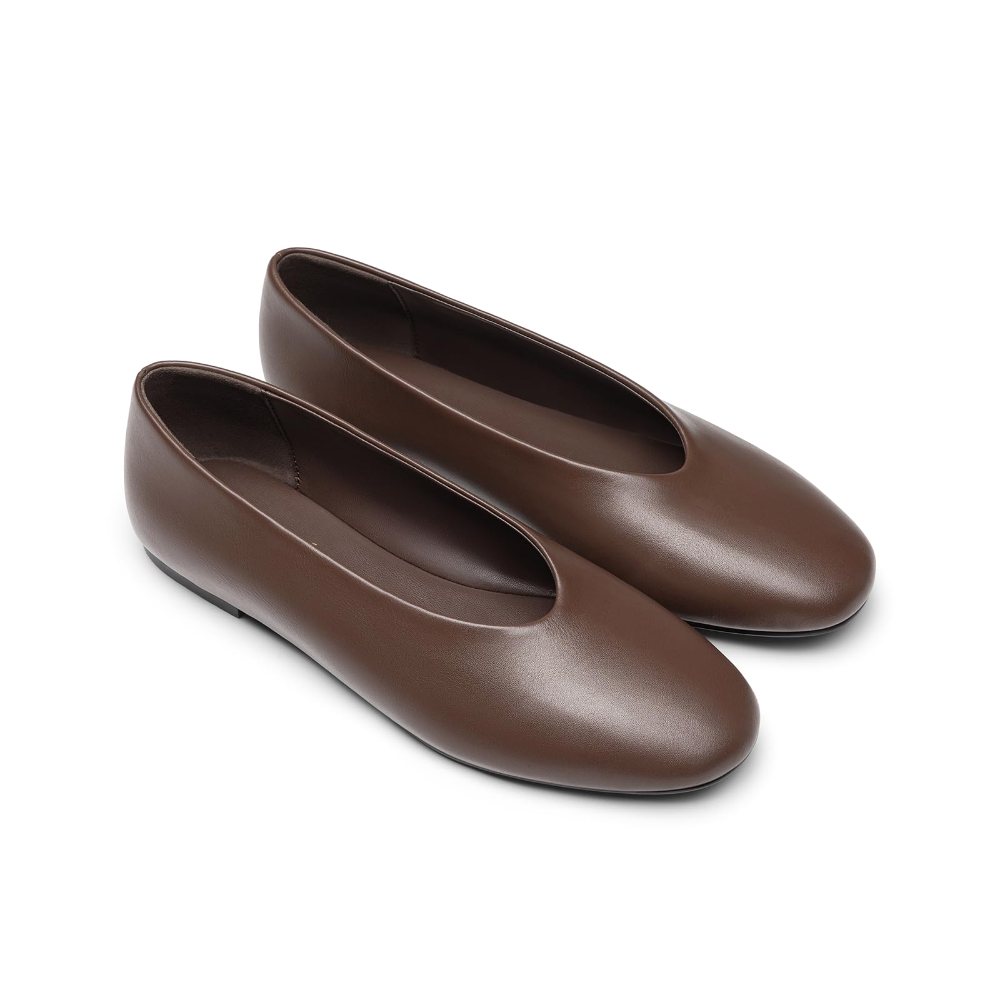 Athlefit Round Toe Suede Ballet Flat in Chocolate