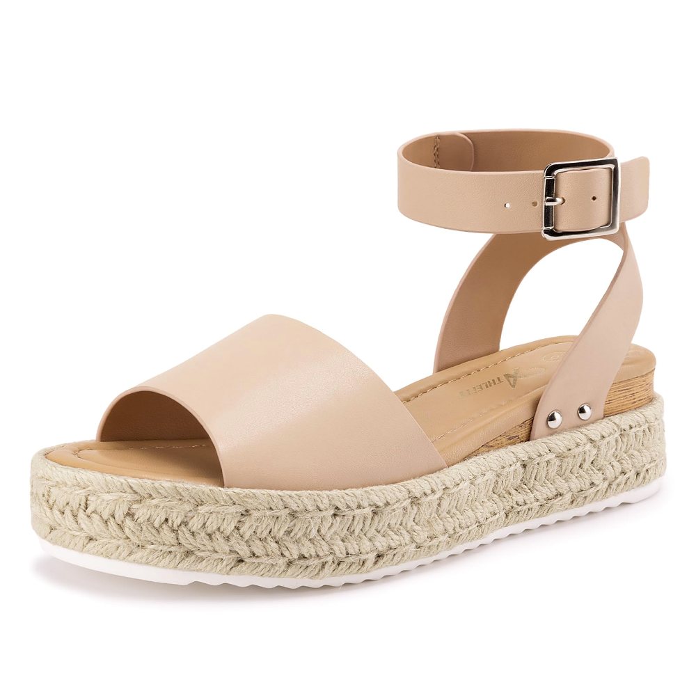 Athlefit Ankle Wrap Espadrille Platform in Nude