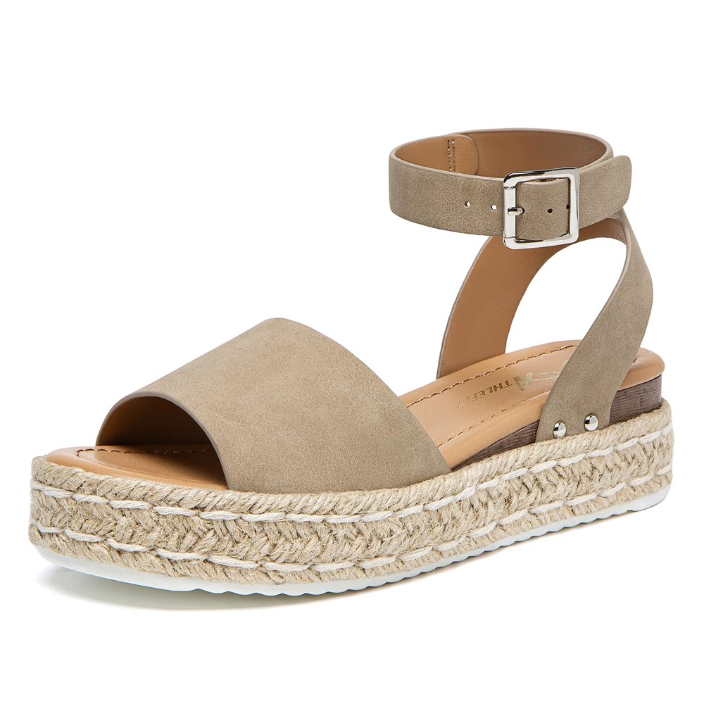 Athlefit Ankle Wrap Espadrille Platform in Khaki