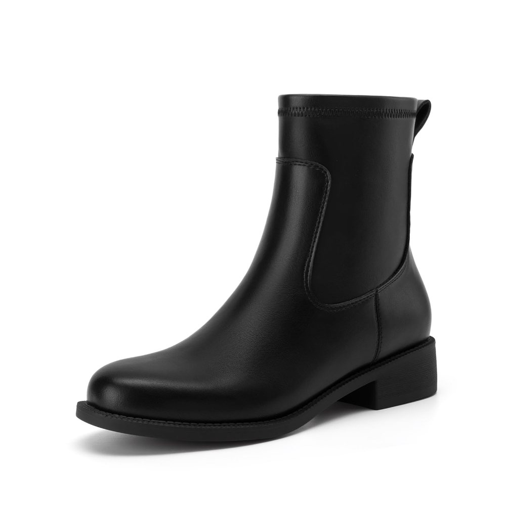 Athlefit Low Heel Side Zip Bootie in Black