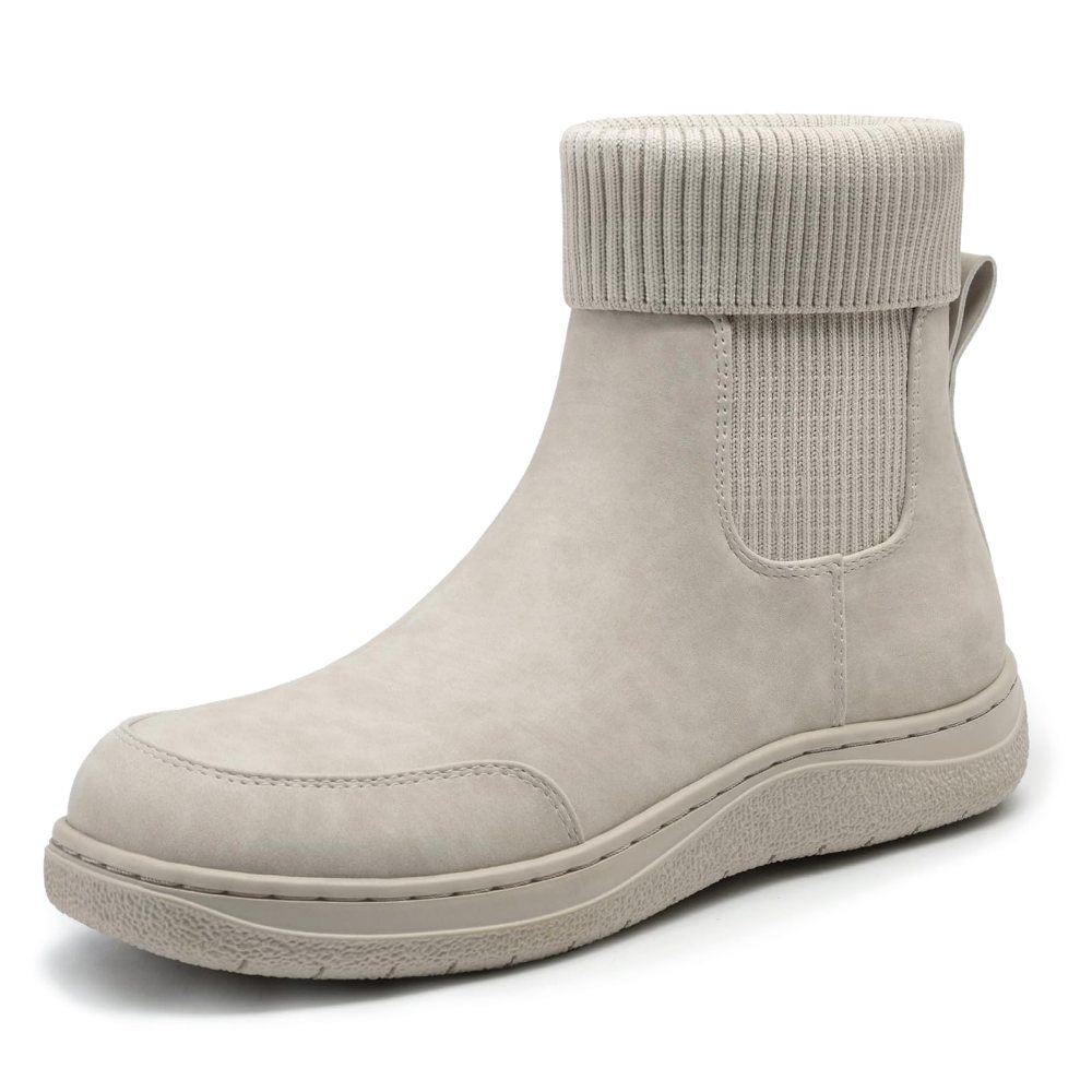 Athlefit Knit Collar Pull-On Bootie in Beige