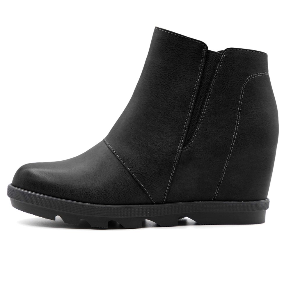 Athlefit Hidden Heel Wedge Bootie in Black
