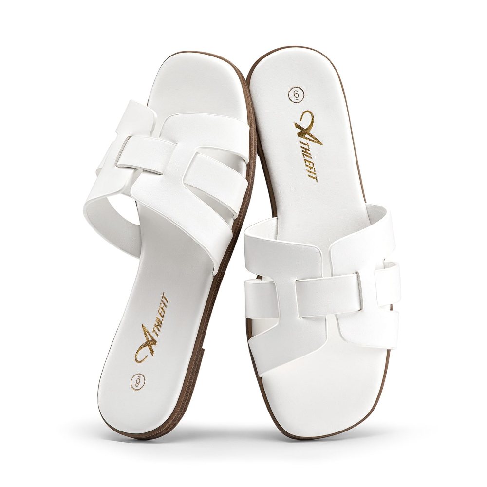 Athlefit Woven Band Flat Slide in White