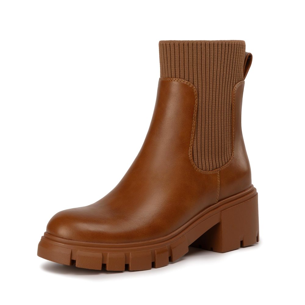 Athlefit Chunky Platform Chelsea Boot in Tan