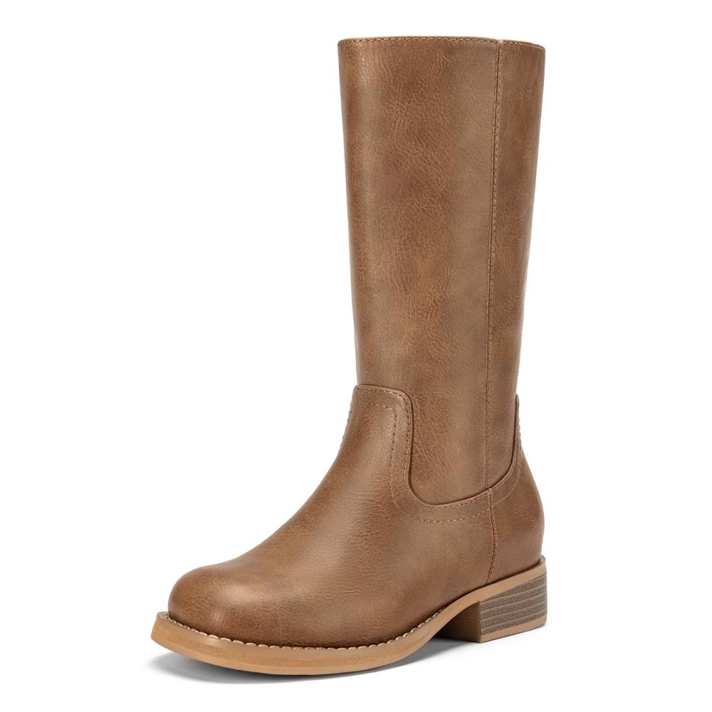 Athlefit Girls' Buckle Riding Boot in Brown PU