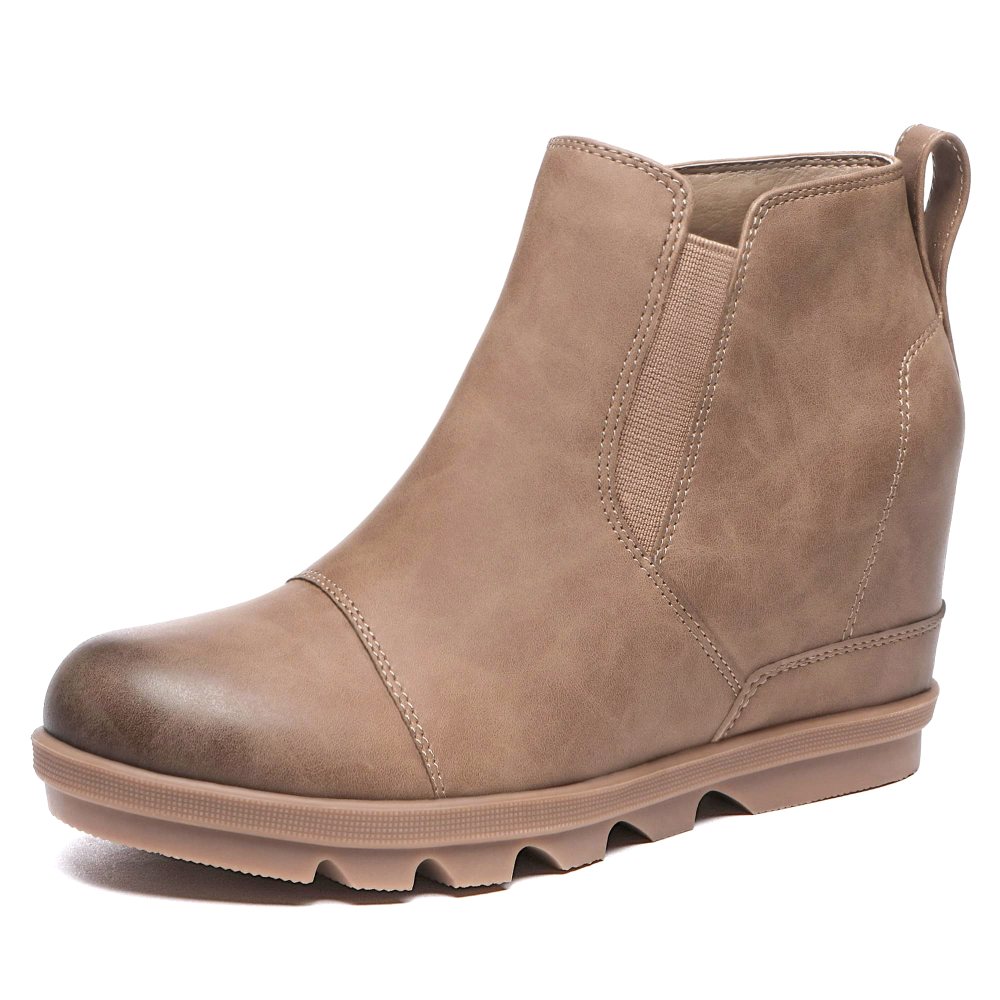 Athlefit Slip-On Wedge Bootie in Khaki