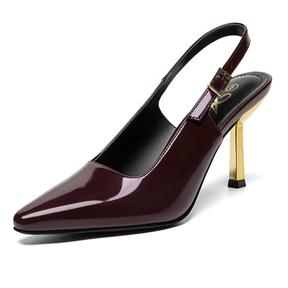 Athlefit Stiletto Slingback Pump in Burgundy