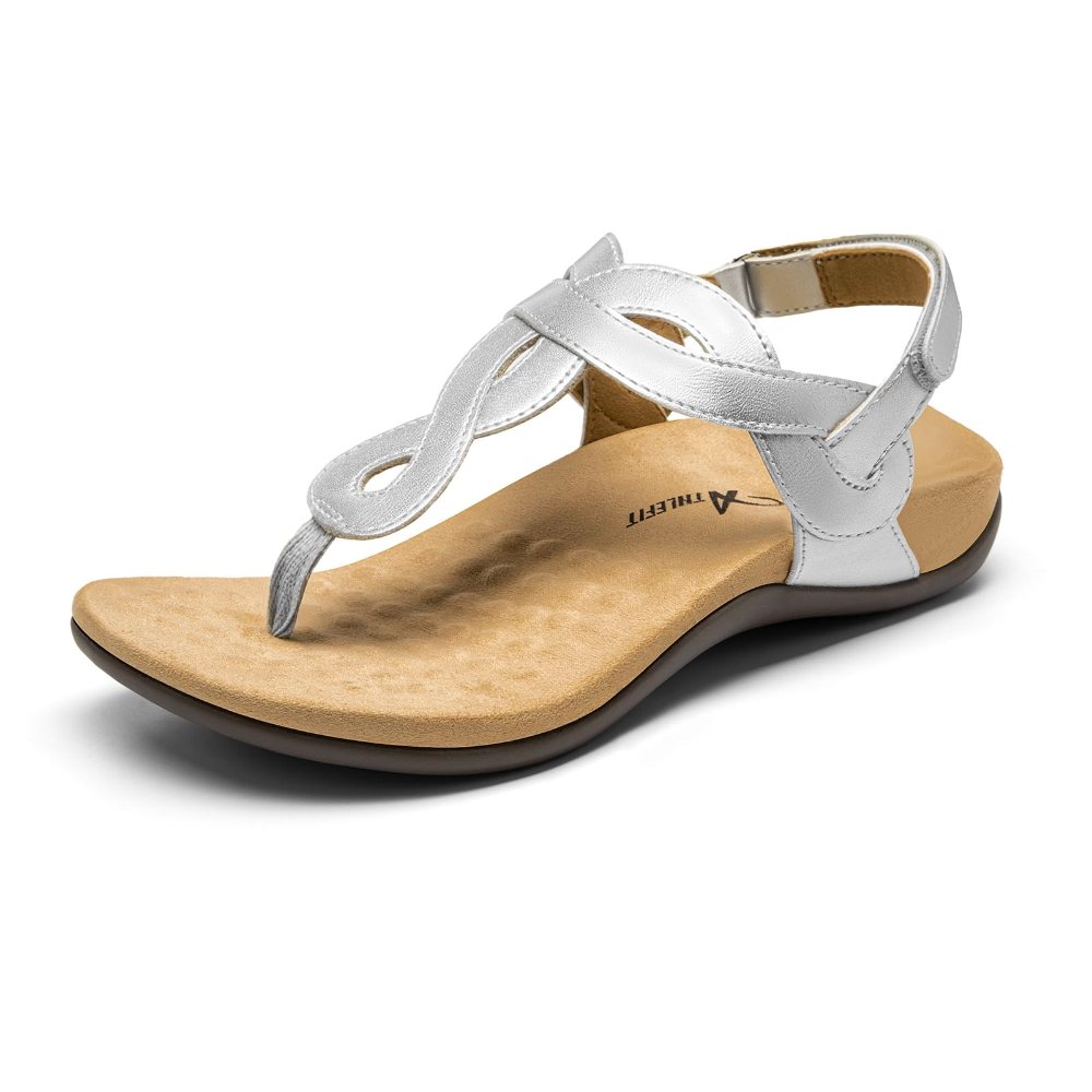 Athlefit Arch Support Twist Thong Sandal in Silver