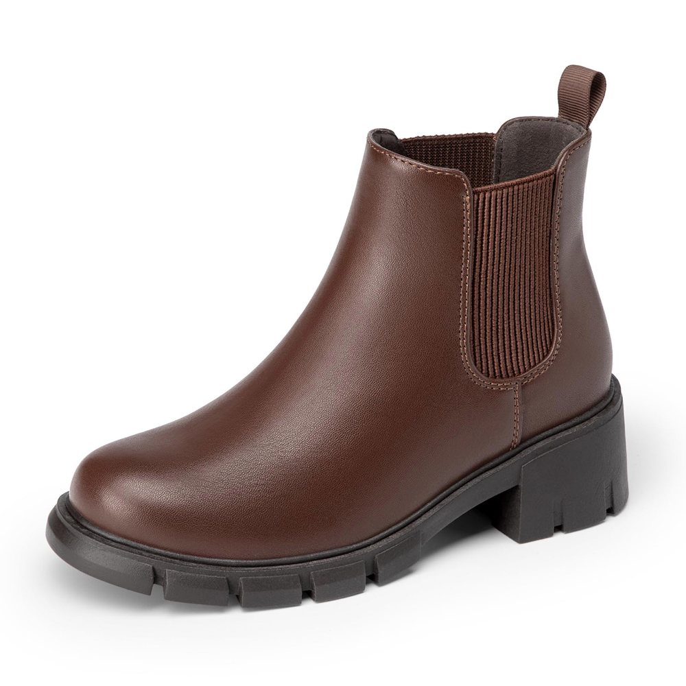 Athlefit Girls' Chunky Chelsea Boot in Dark Brown