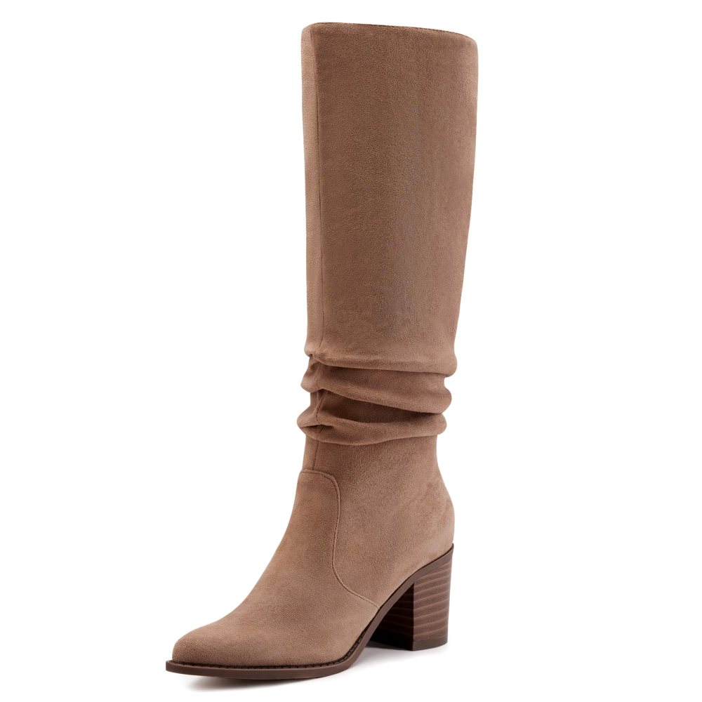 Athlefit Slouchy Suede Knee-High Boot in Camel