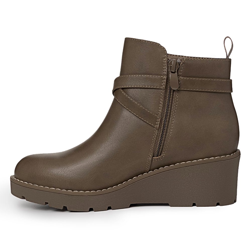 Athlefit Buckle Lug Sole Wedge Bootie, second view