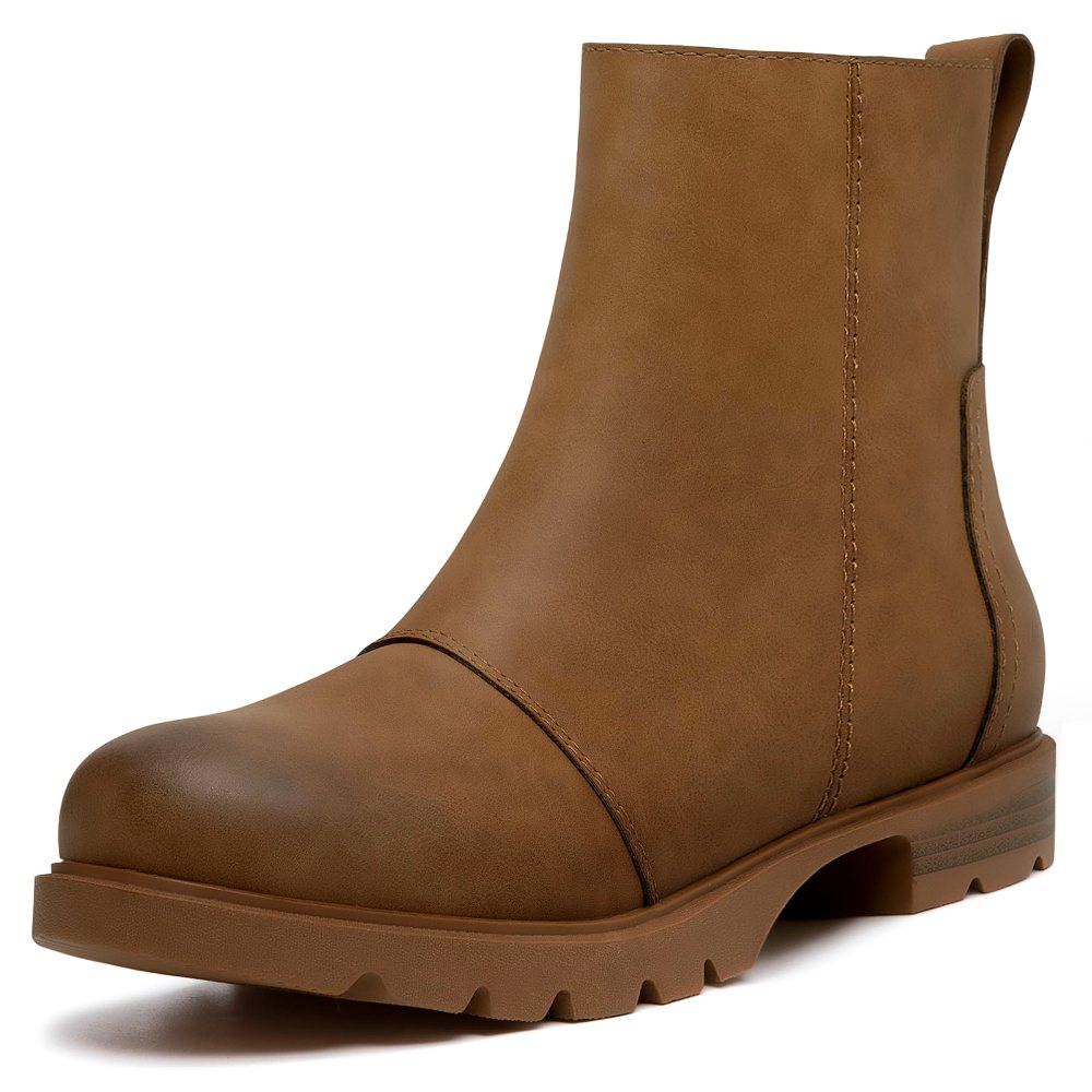 Athlefit Stretch Shaft Lug Sole Bootie in Brown