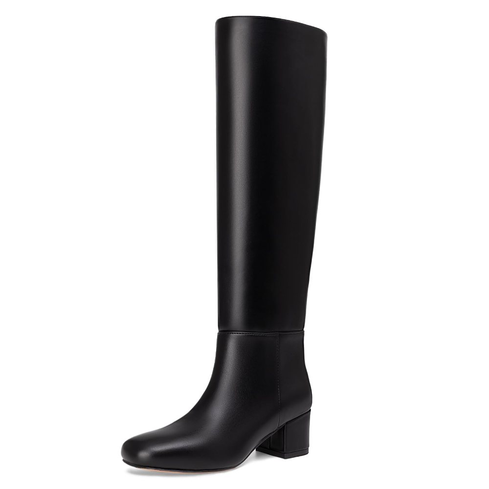 Athlefit Low Block Heel Knee-High Boot in Black