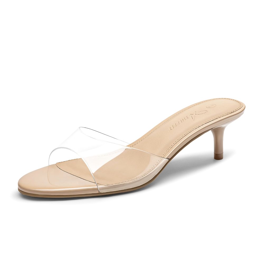 Athlefit Patent Kitten Heel Slide in Clear