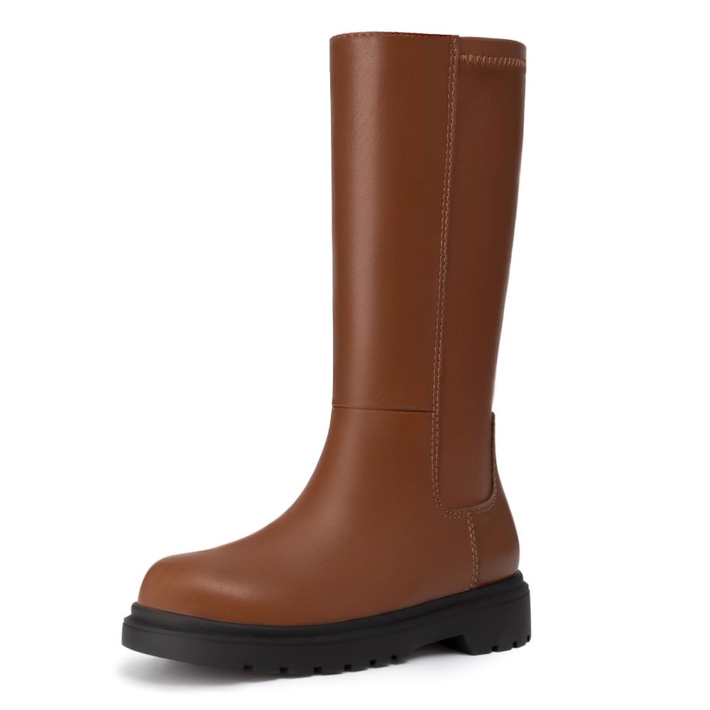 Athlefit Girls' Zip Riding Boot in Brown