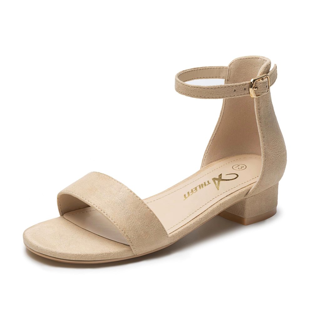 Athlefit Girls' Block Heel Dress Sandal in Nude