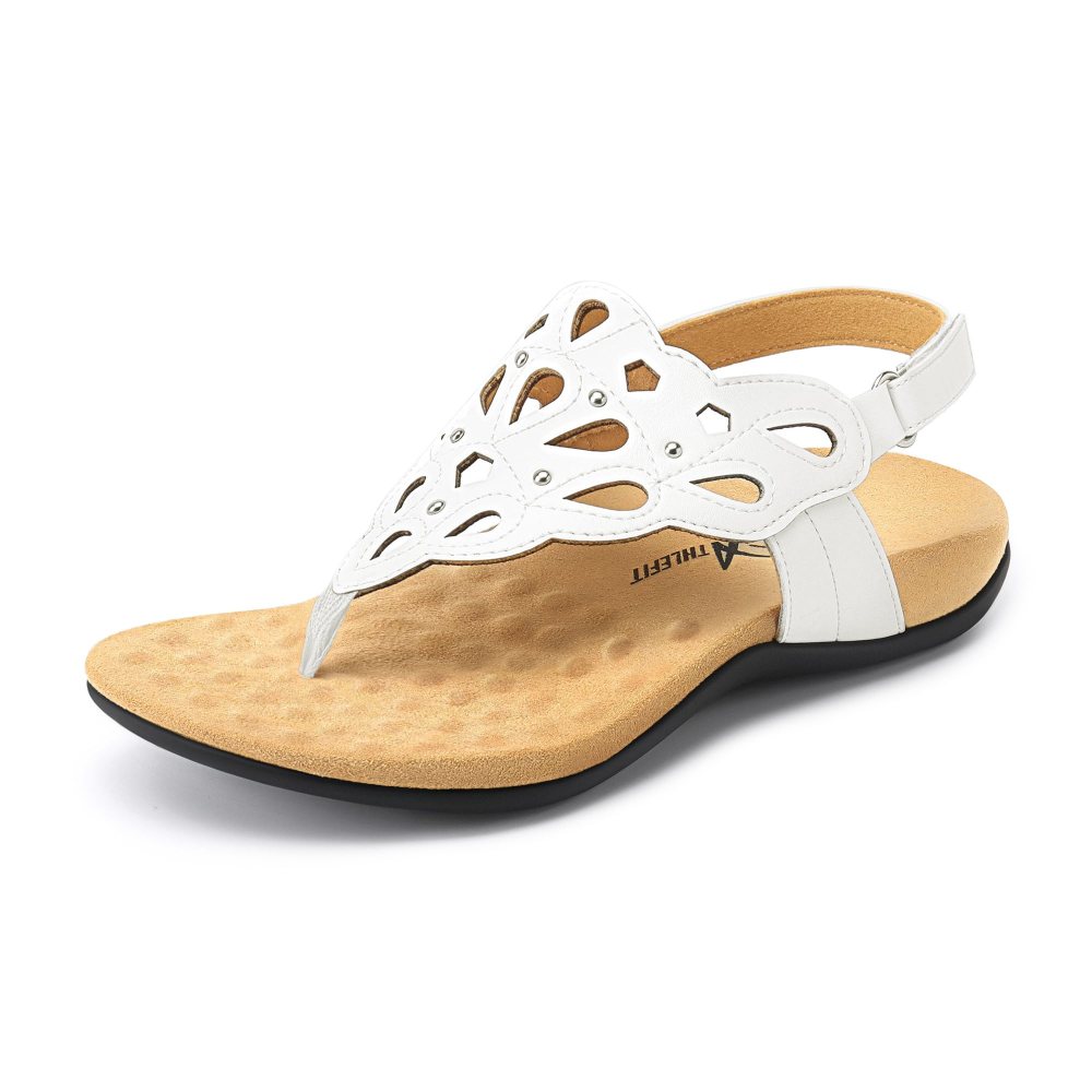 Athlefit Arch Support Cutout Thong Sandal in White