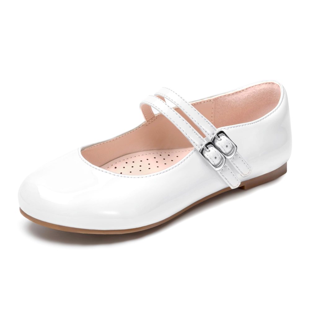 Athlefit Girls' Double Strap Mary Jane in White
