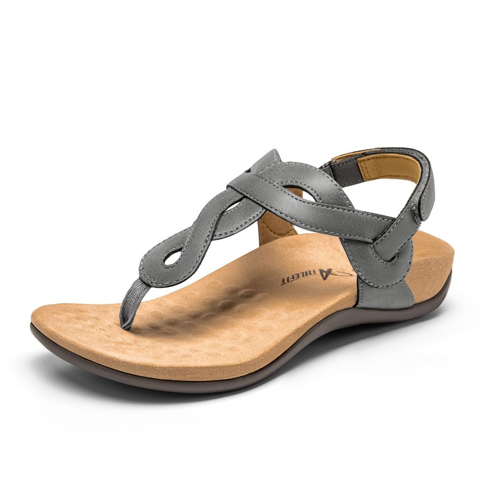 Athlefit Arch Support Twist Thong Sandal in Grey