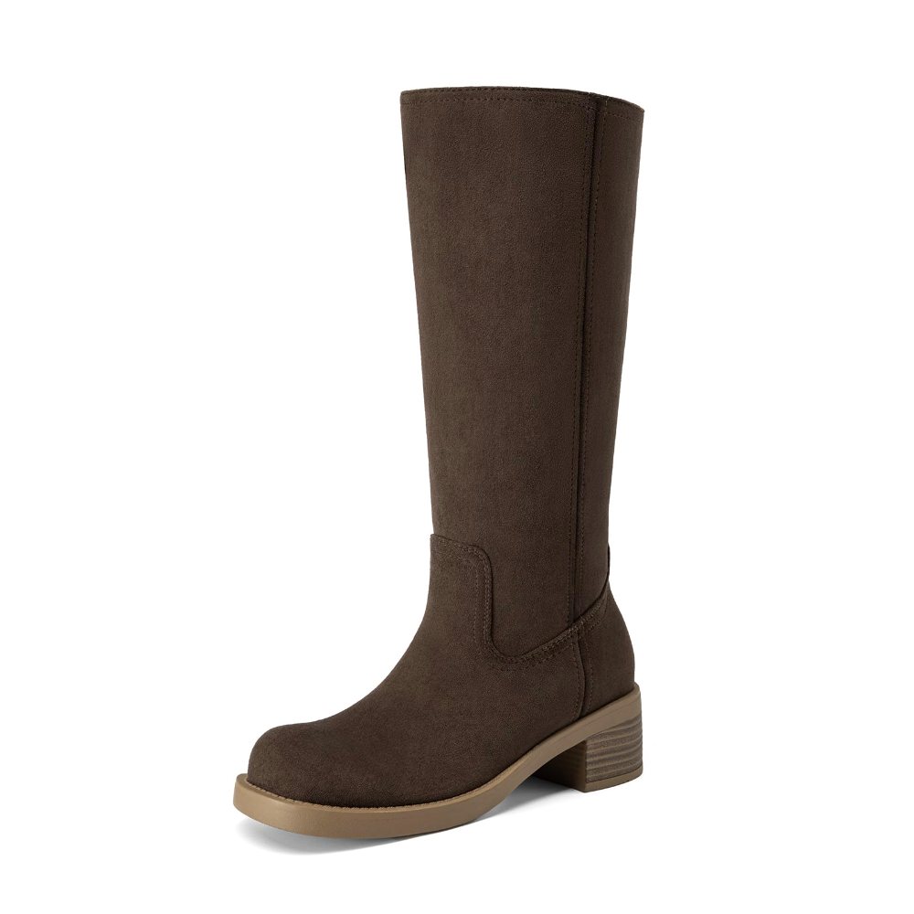 Athlefit Square Toe Riding Boot in Brown Suede