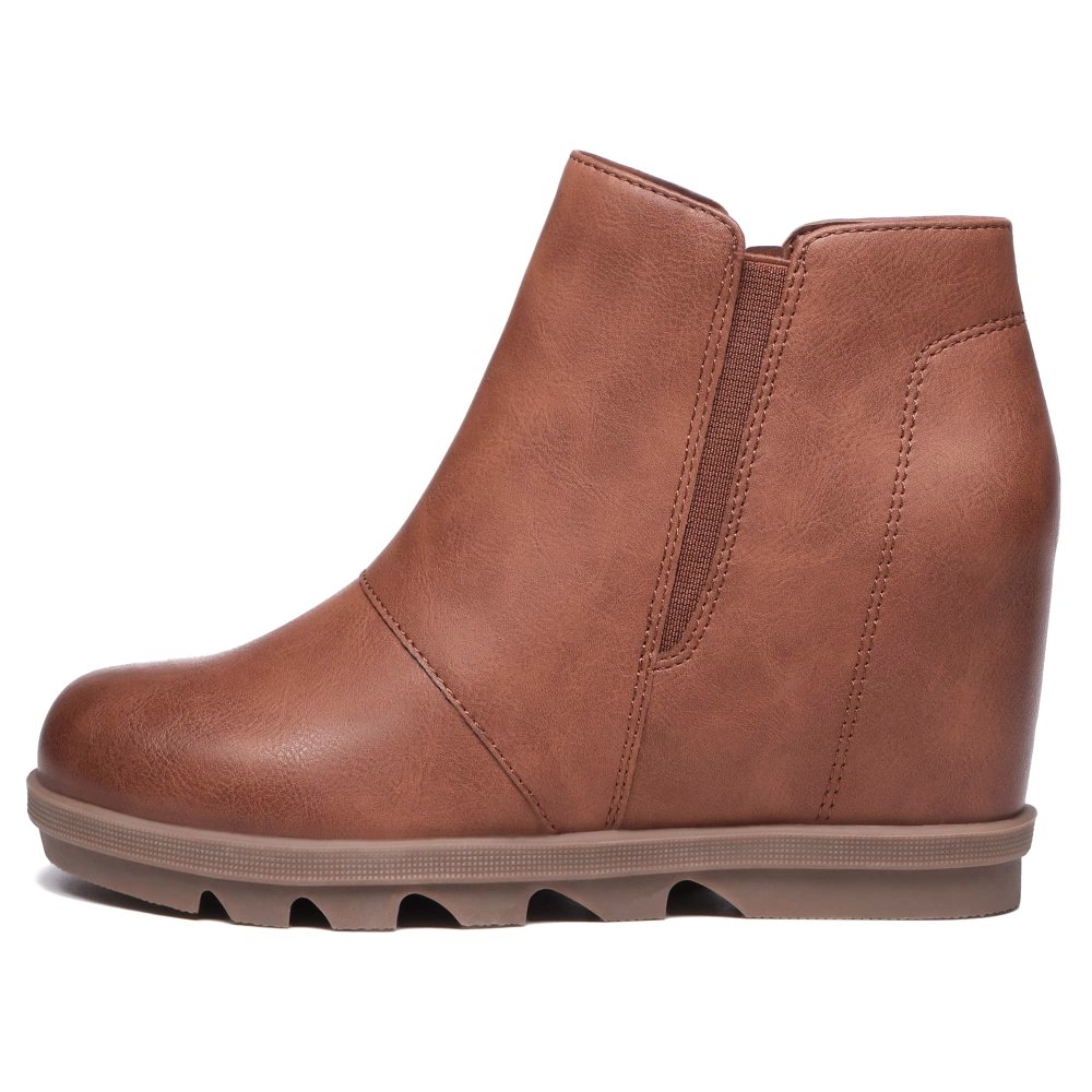 Athlefit Hidden Heel Wedge Bootie in Dark Brown