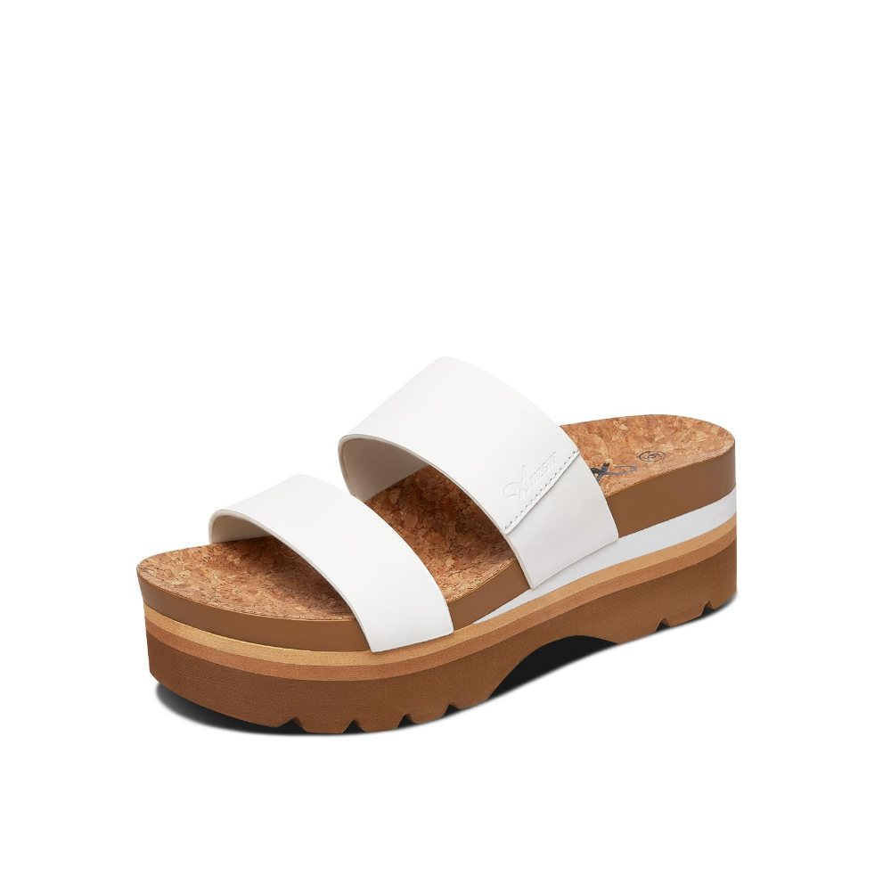 Athlefit Two Band Platform Slide in White