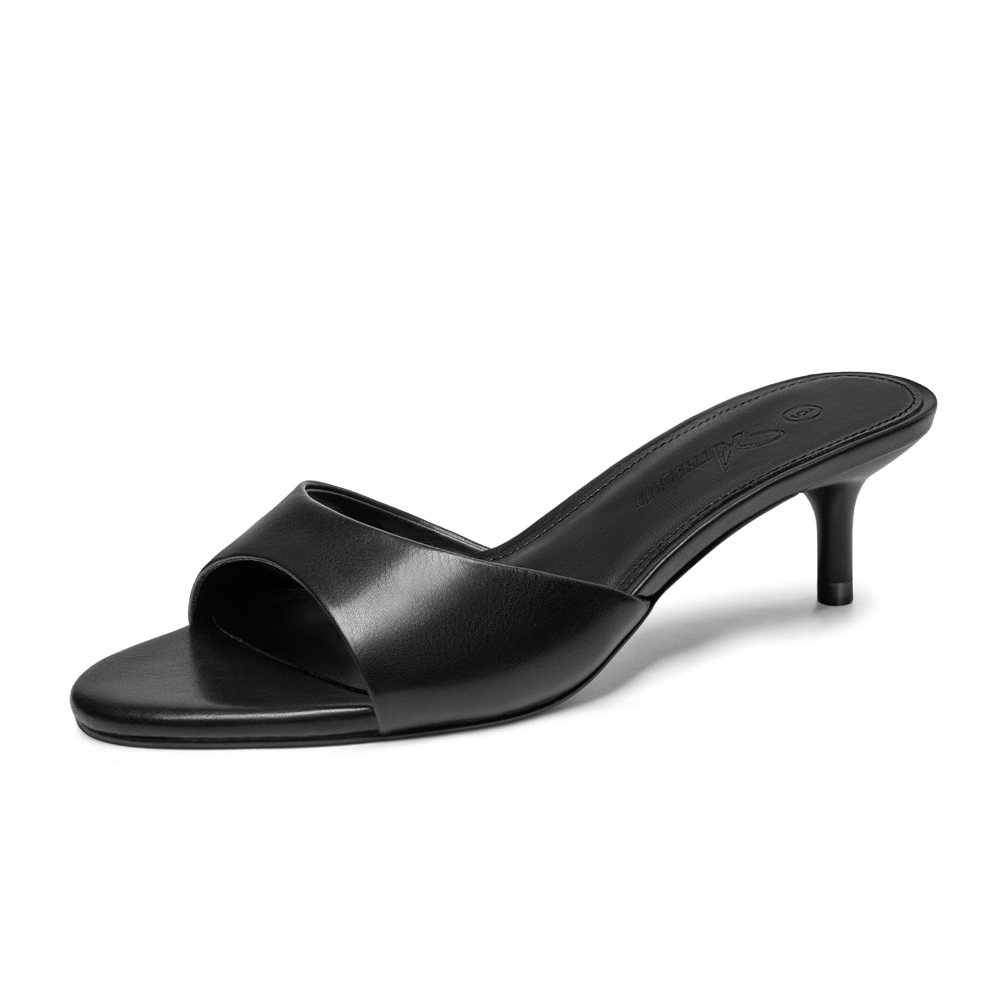 Athlefit Patent Kitten Heel Slide in Black