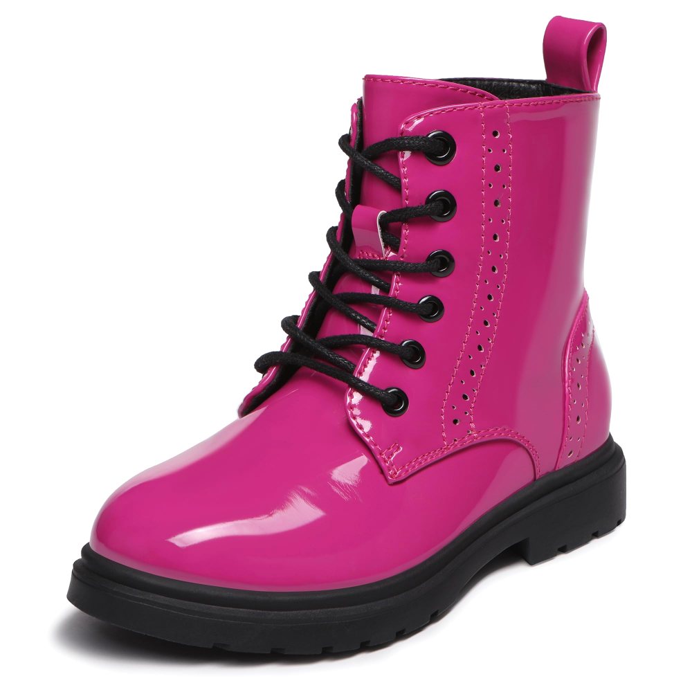 Athlefit Kids' Side Zip Combat Boot in Rose Patent