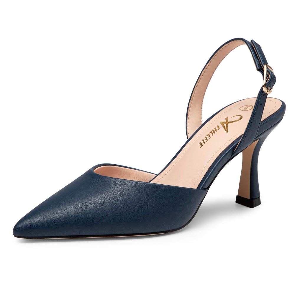 Athlefit Flared Kitten Heel Slingback in Navy