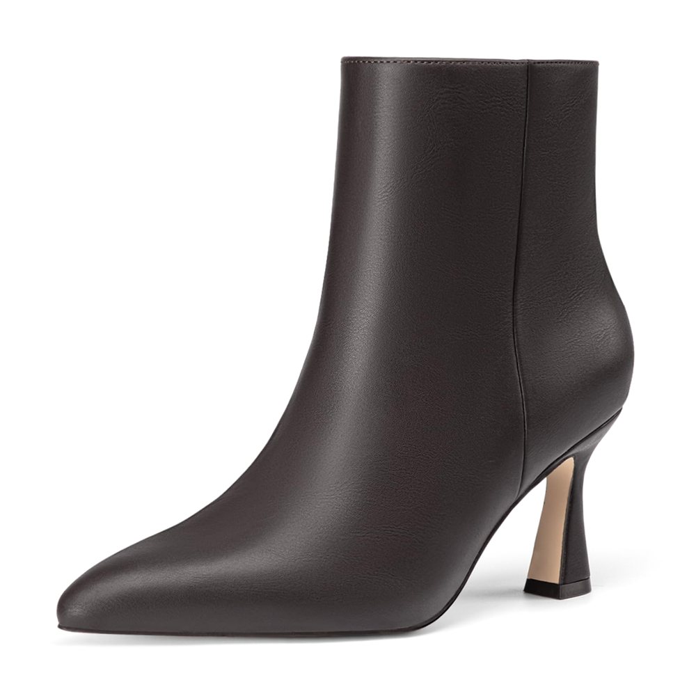 Athlefit Pointed Toe Stiletto Bootie in Brown